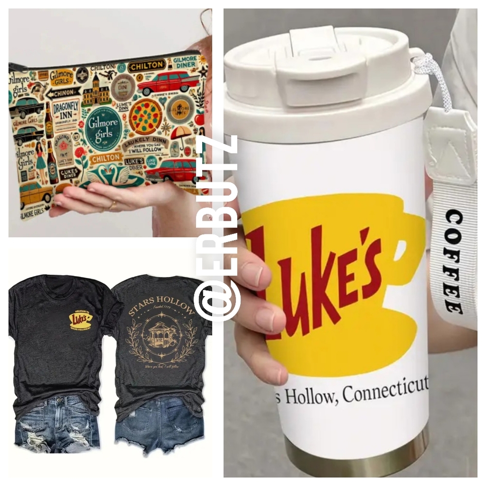 Gilmore Girls Gift Bundle (Luke's Diner Tumbler, T-shirt & Cosmetic Pouch) 🎁